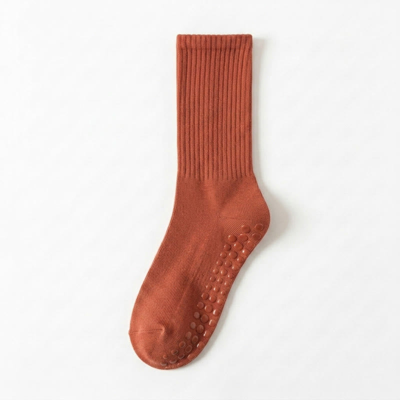 Plusock Soft Ribbed Cotton Blend Yoga Socks(4 Pairs) - Red+Light Gray+Blue+Pink - EU35-40(US2-7) - image 10