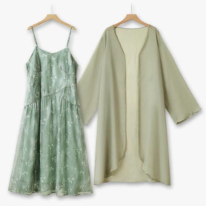 Plusock Sage Floral Two Piece Skirt Set - 2Pcs Set - 6XL - image 0