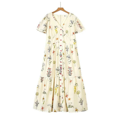 Plusock Botanical Button Front Maxi Dress - Apricot - 6XL - image 0