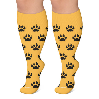 Plusock Plus Size Paw Print Compression Socks - Yellow - 4XL - image 5