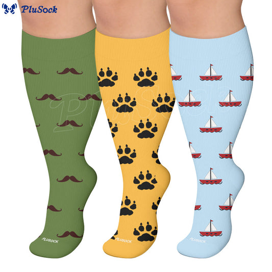 Plusock Plus Size Paw Print Compression Socks - image 0