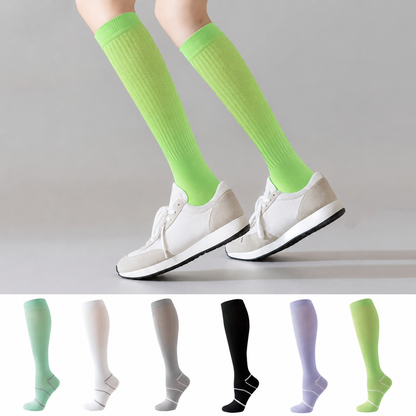Plusock Solid Color Mesh Breathable Compression Knee High Socks(6 Pairs) - image 0