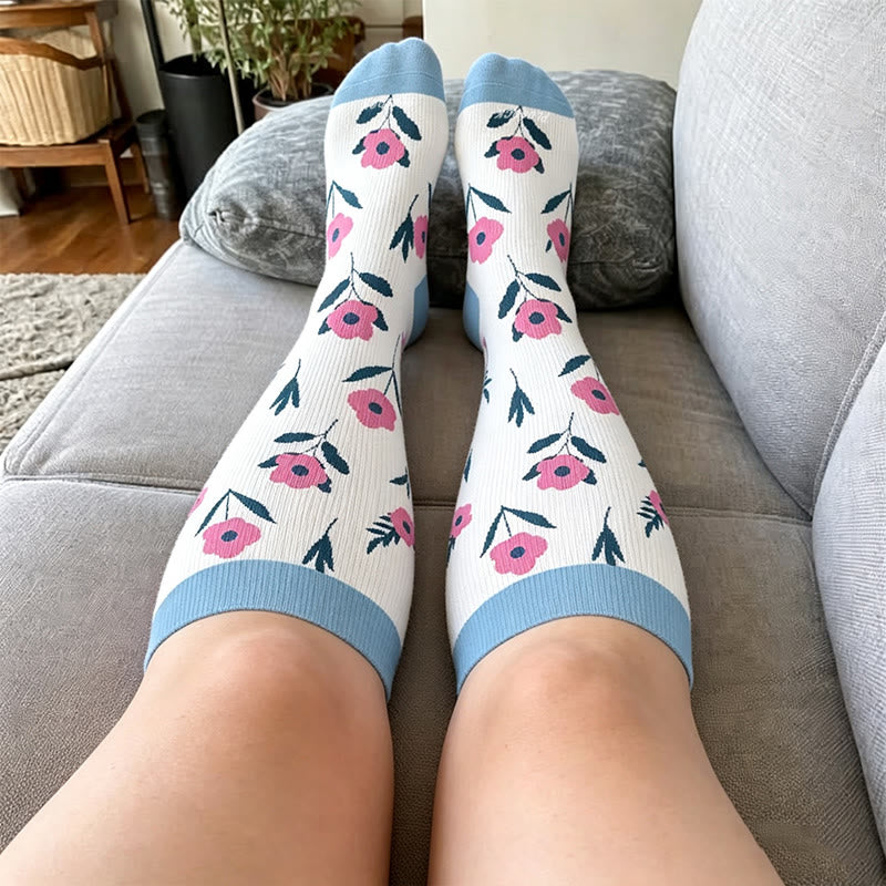 Plusock Plus Size Floral Autumn Leaf Compression Socks - image 3
