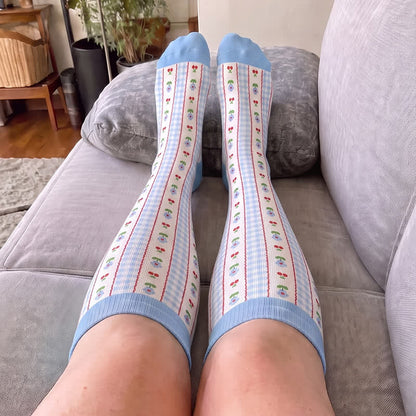 Plusock Plus Size Floral Stripe Compression Socks - image 1
