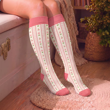 Plusock Plus Size Floral Stripe Compression Socks - image 2