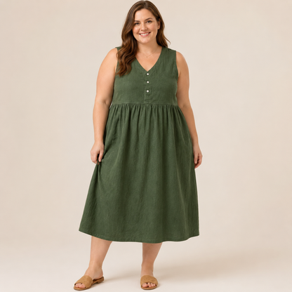 Plusock Textured Button Front Midi Dress - image 4