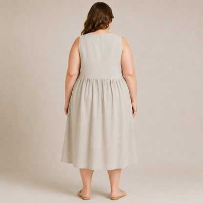 Plusock Textured Button Front Midi Dress - image 2