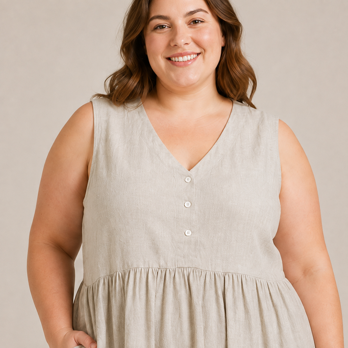 Plusock Textured Button Front Midi Dress - image 3