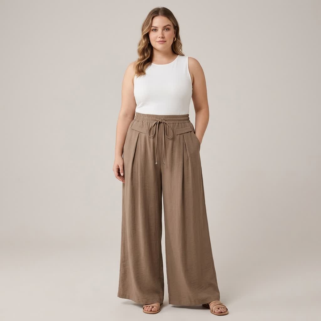 Plusock Soft Stretch Wide Leg Casual Pants - image 1