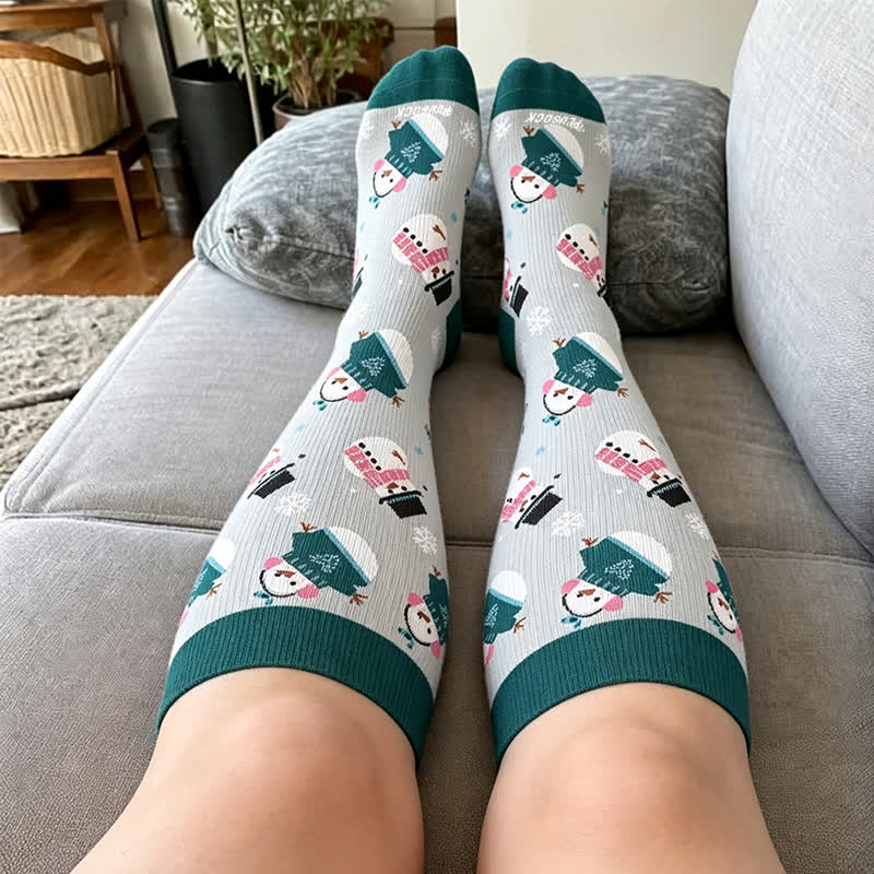 Plusock Plus Size Snowman Gingerbread Man Compression Socks - image 1