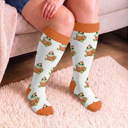 Plusock Plus Size Pumpkin Frog Compression Socks - image 2
