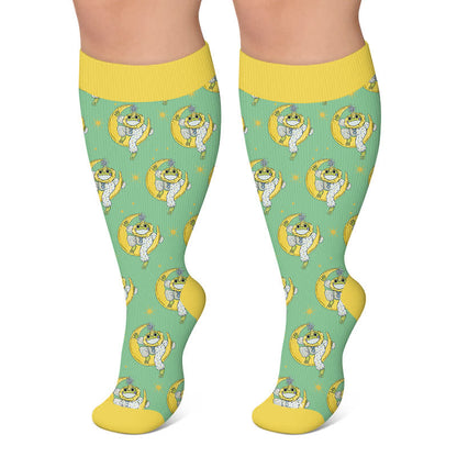 Plusock Plus Size Pumpkin Frog Compression Socks - Green - 4XL - image 6