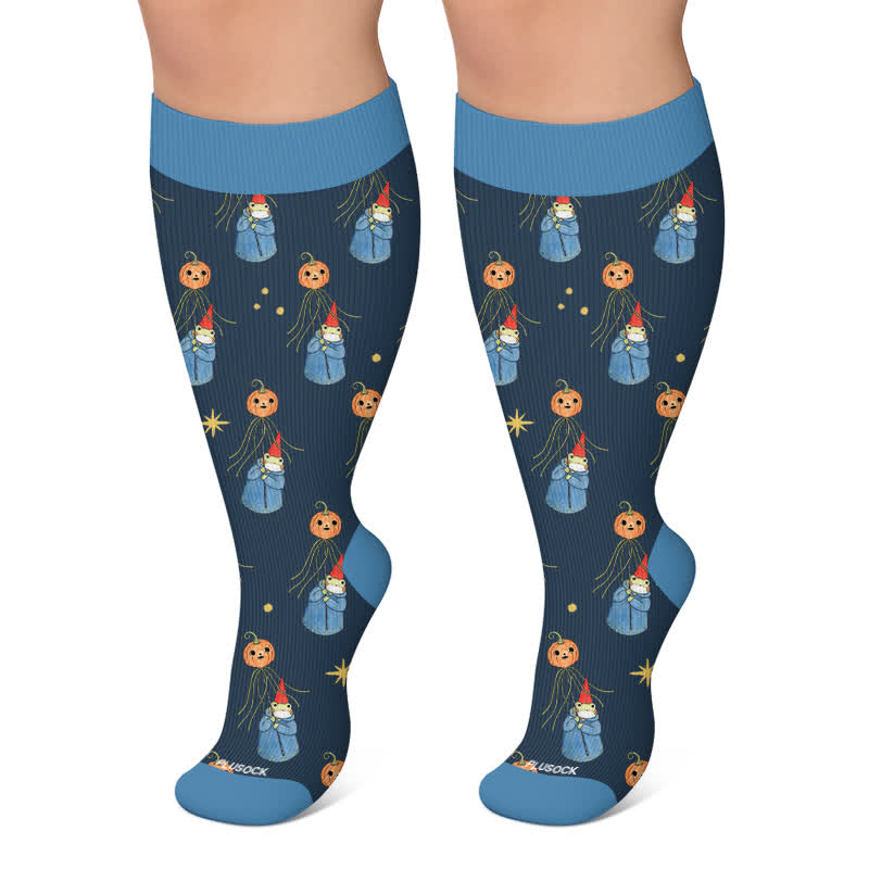 Plusock Plus Size Pumpkin Frog Compression Socks - Navy Blue - 4XL - image 5
