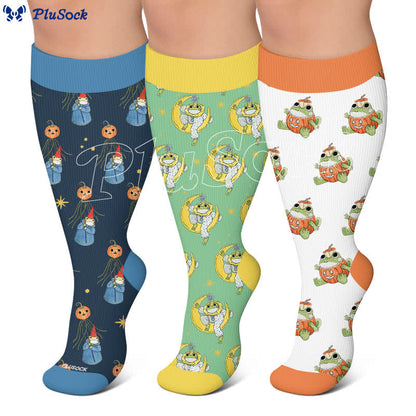 Plusock Plus Size Pumpkin Frog Compression Socks - image 0