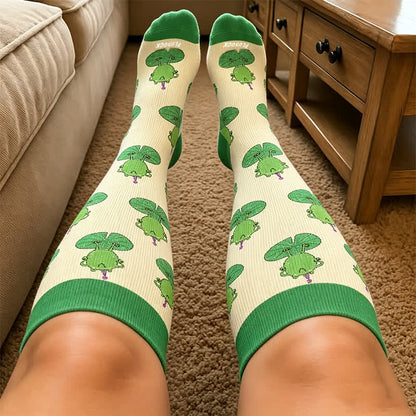 Plusock Plus Size Cartoon Frog Print Compression Socks - image 2