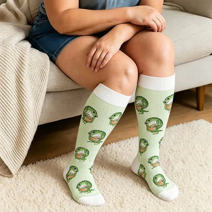 Plusock Plus Size Cartoon Frog Print Compression Socks - image 3