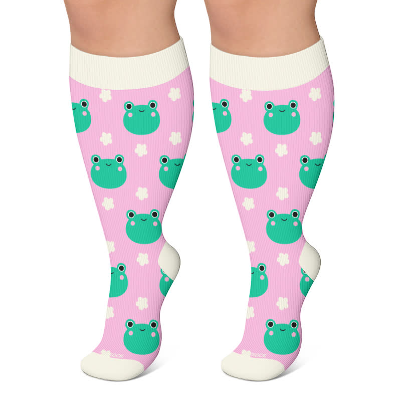 Plusock Plus Size Daisy Frog Compression Socks - Pink - 4XL - image 5