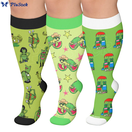 Plusock Plus Size Playful Frog Compression Socks - image 0
