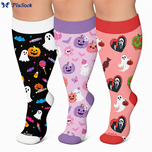 Plusock Plus Size Lavender Bear Compression Socks - image 0