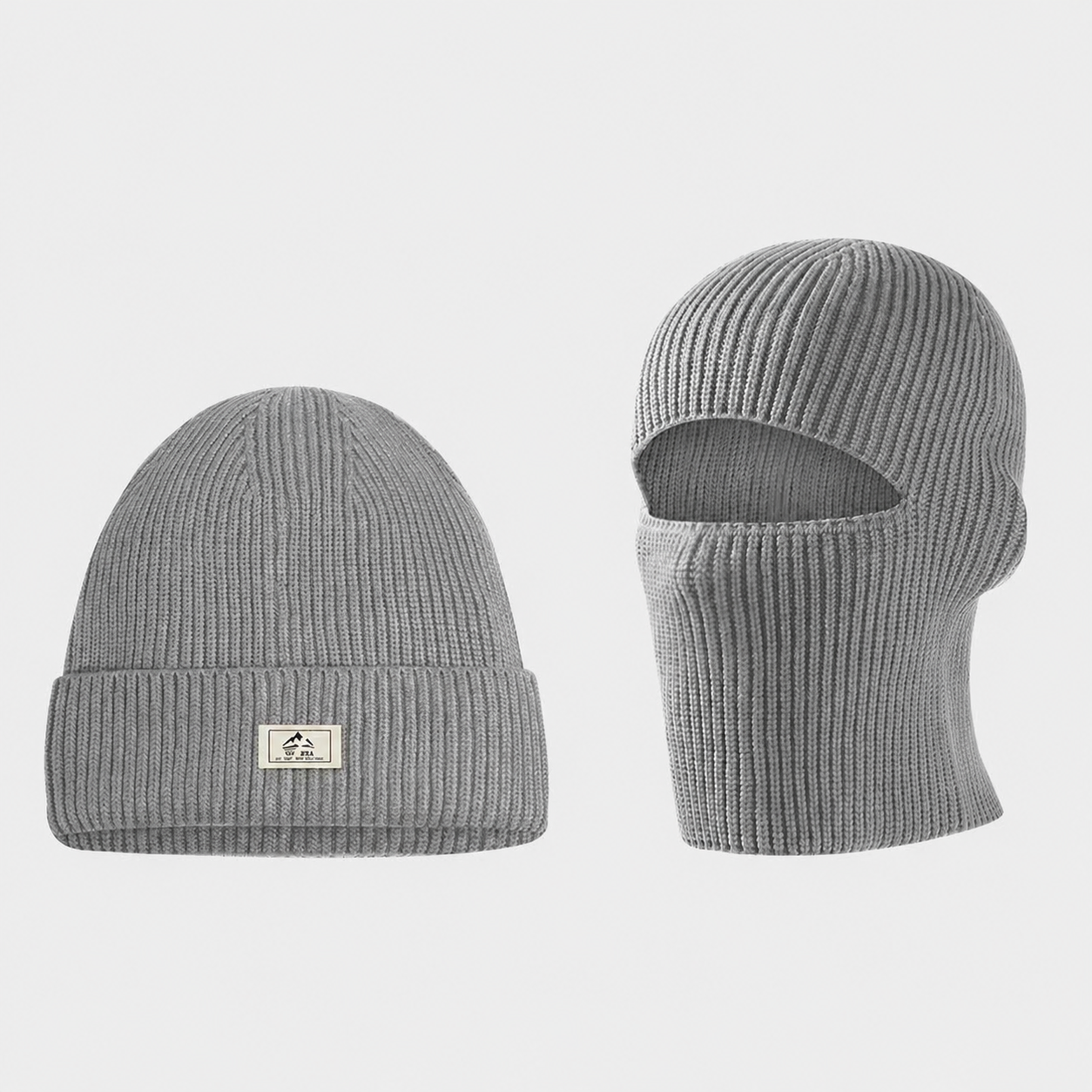 Plusock Ribbed Thermal Winter Dual Style Beanie - Grey - One Size - image 2