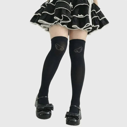 Plusock Rhinestone Wing Thigh High Stockings(2 Pairs) - Wings - Classic - One Size - image 6