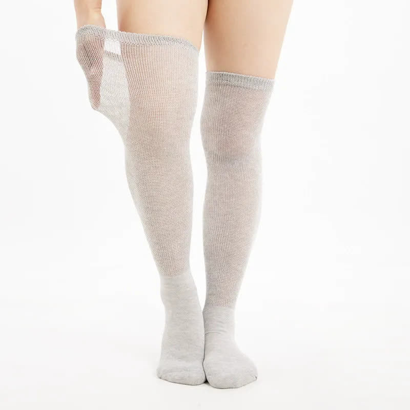 Plusock Non-Binding Diabetic Thigh High Socks - Grey - EU37-42(US4-8.5) - image 2
