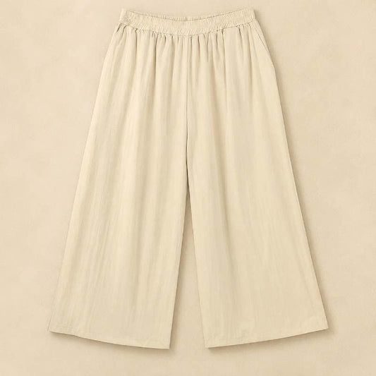 Plusock Plus Size Airy Wide Leg Pull On Pants - Beige - 6XL - image 0