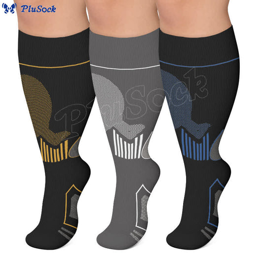 Plusock Plus Size Colorblock Athletic Compression Socks - image 0
