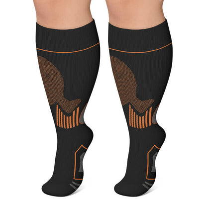 Plusock Plus Size Contrast Sport Compression Socks - Black - 4XL - image 4