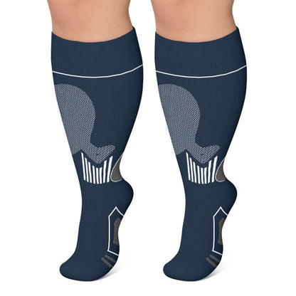 Plusock Plus Size Contrast Sport Compression Socks - Navy Blue - 4XL - image 6
