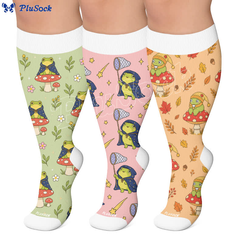 Plusock Plus Size Seasonal Frog Garden Compression Socks - image 0