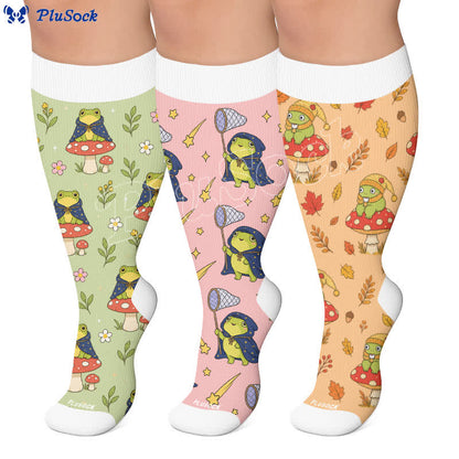 Plusock Plus Size Seasonal Frog Garden Compression Socks - image 0
