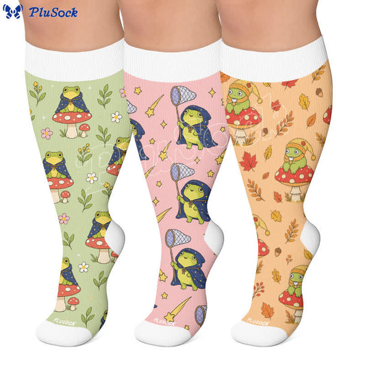Plusock Plus Size Seasonal Frog Garden Compression Socks - image 0