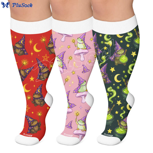Plusock Plus Size Witchy Frog Compression Socks - image 0