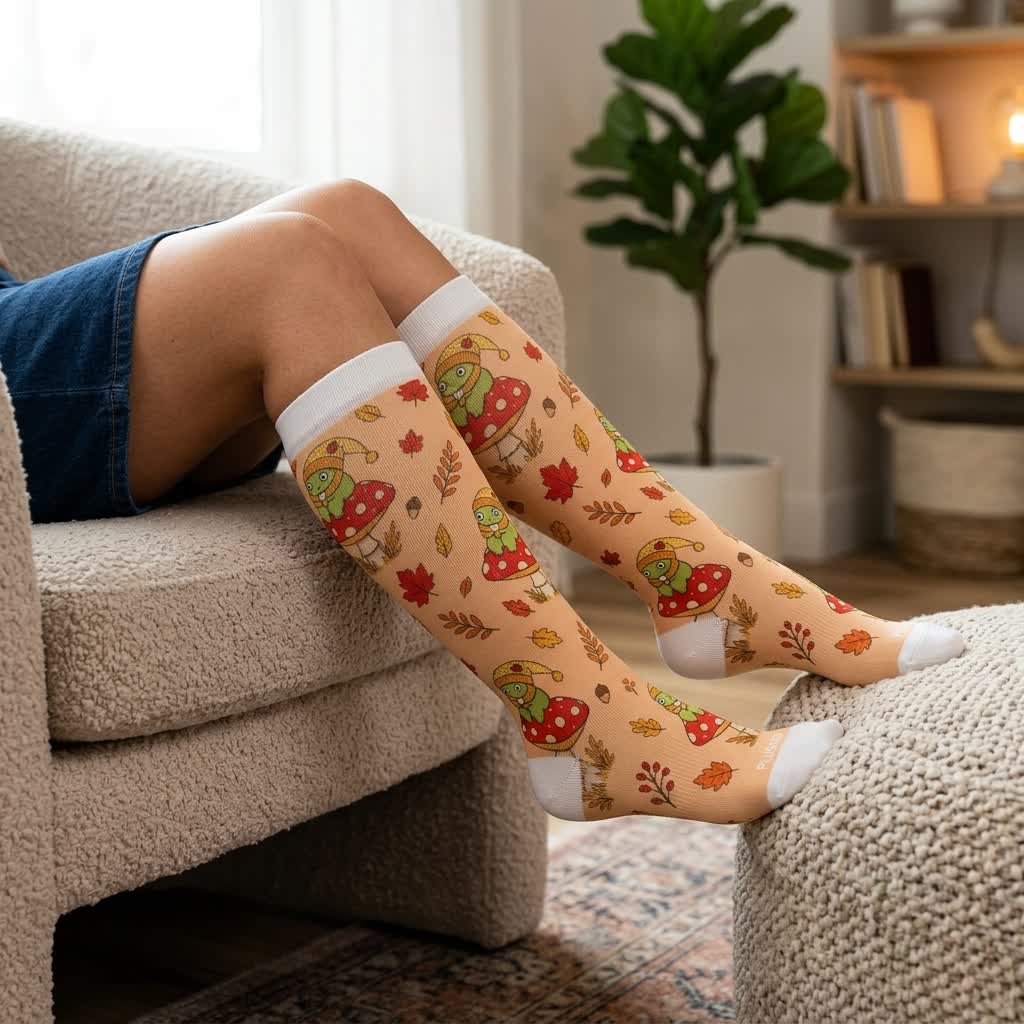 Plusock Plus Size Seasonal Frog Garden Compression Socks - image 3