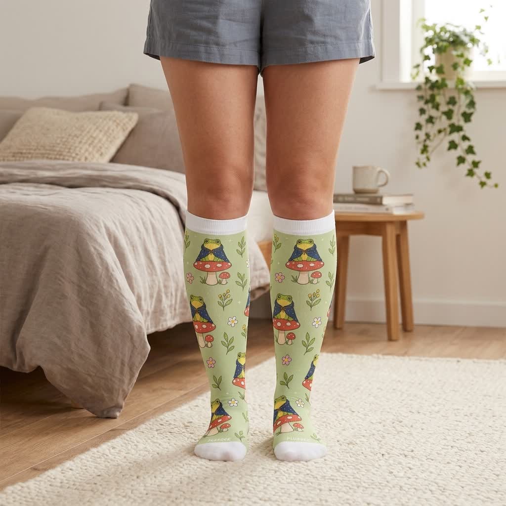 Plusock Plus Size Seasonal Frog Garden Compression Socks - image 1