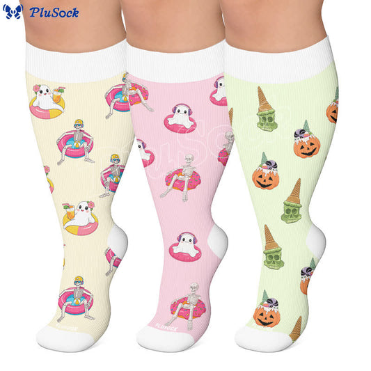Plusock Plus Size Fun Skeleton Ghost Compression Socks - image 0