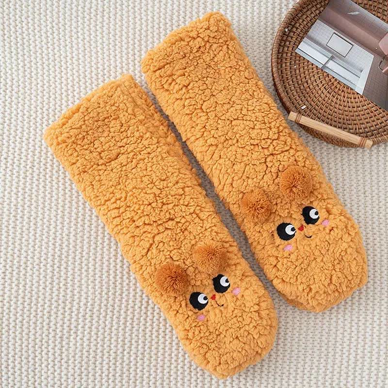 Plusock Cozy Bear Fleece Slipper Socks - Orange - EU35-40(US2-7) - image 8