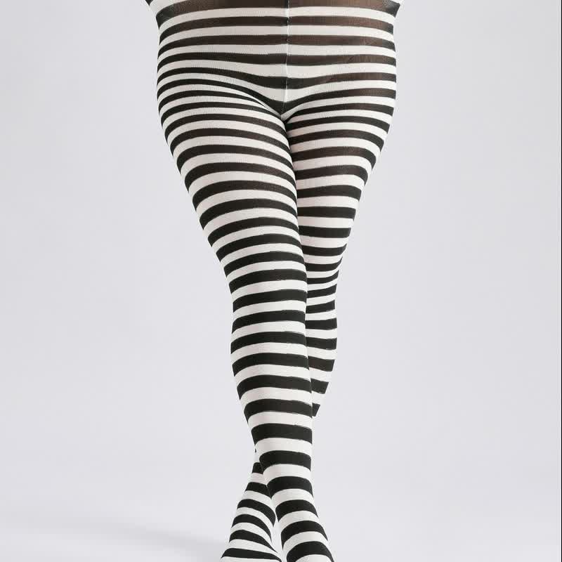 Plusock Halloween Candy Stripe High Waist Footed Pantyhose (3 Pairs) - White - One Size - image 3