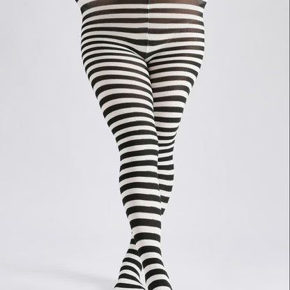 Plusock Halloween Candy Stripe High Waist Footed Pantyhose (3 Pairs) - White - One Size - image 3