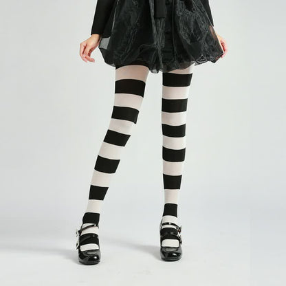 Plusock Halloween Gothic Striped Thigh High Socks (3 Pairs) - C - One Size - image 2