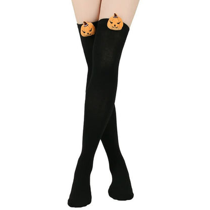 Plusock Halloween Pumpkin Thigh High Socks (3 Pairs) - G - One Size - image 6