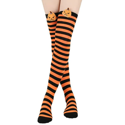 Plusock Halloween Pumpkin Thigh High Socks (3 Pairs) - F - One Size - image 5