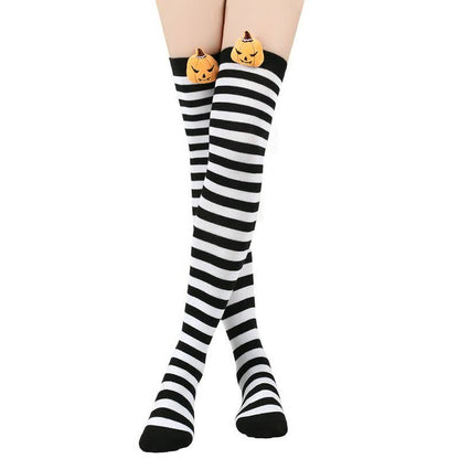 Plusock Halloween Pumpkin Thigh High Socks (3 Pairs) - H - One Size - image 7