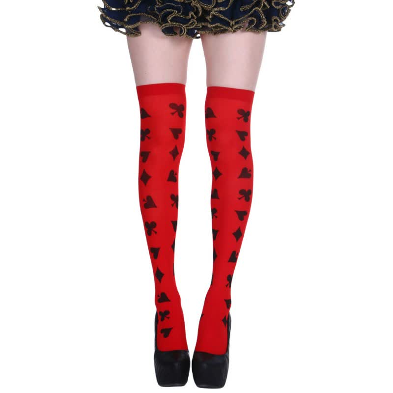 Plusock Halloween Poker Print Thigh High Socks (3 Pairs) - E - One Size - image 4