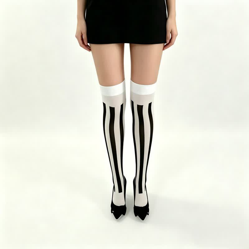 Plusock Halloween Poker Print Thigh High Socks (3 Pairs) - F - One Size - image 5