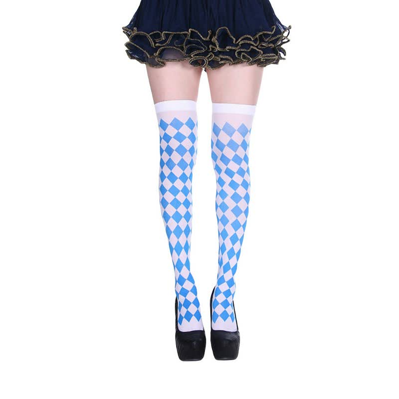 Plusock Halloween Poker Print Thigh High Socks (3 Pairs) - C - One Size - image 2