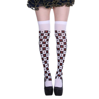 Plusock Halloween Poker Print Thigh High Socks (3 Pairs) - M - One Size - image 12
