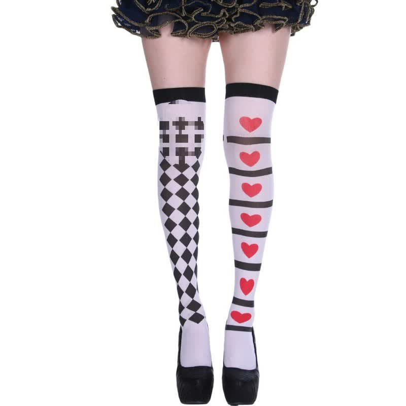 Plusock Halloween Poker Print Thigh High Socks (3 Pairs) - I - One Size - image 8