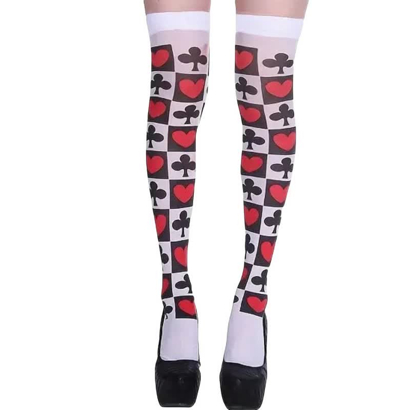 Plusock Halloween Poker Print Thigh High Socks (3 Pairs) - H - One Size - image 7